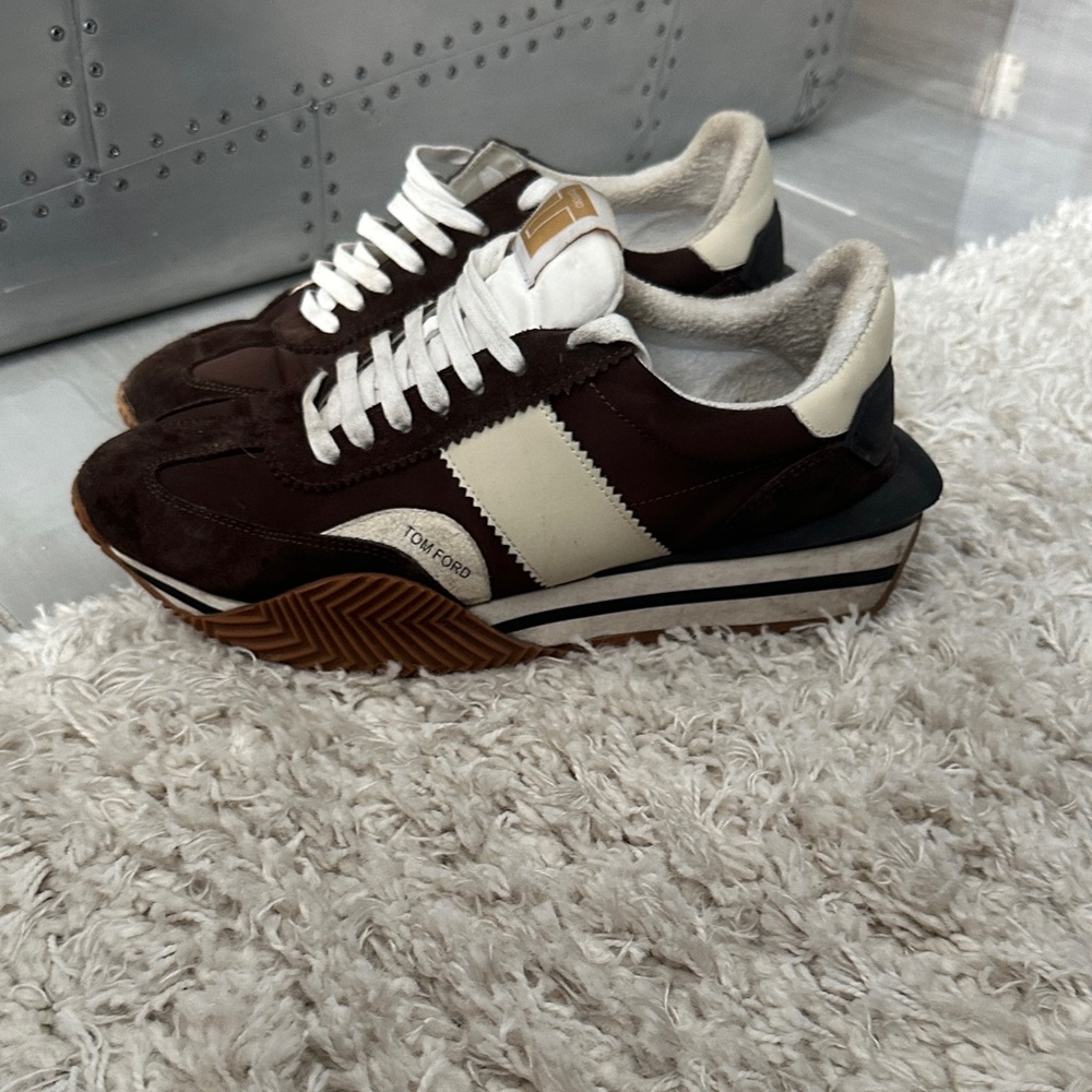 Tom Ford Dark Brown and Cream Sneakers